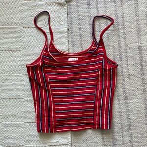 Urban Outfitters cropped red cami with navy blue and white stripes